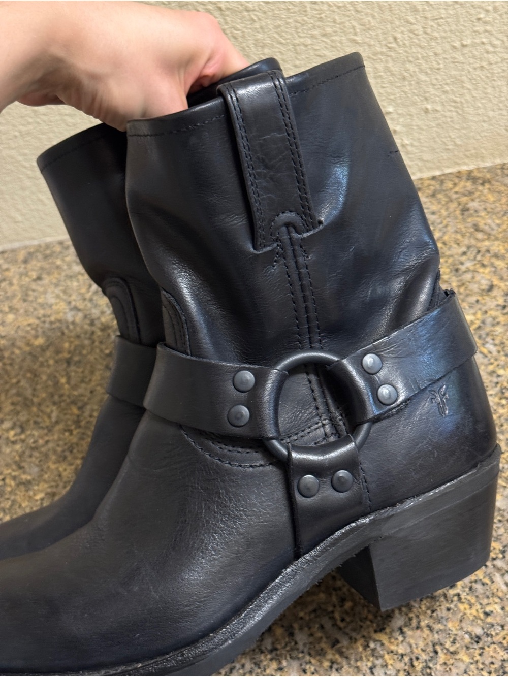 NEW Frye Black Leather Harness Boots - Picture 2 of 7